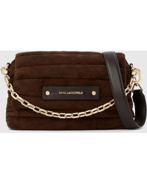 KARL LAGERFELD K/Essential Plie Faux-Suede Crossbody Bag - Brown