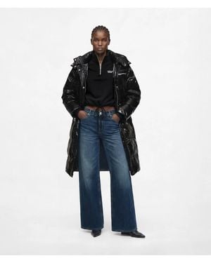 KL Jeans Lange, Glänzende Steppjacke, Damen, Größe - Schwarz