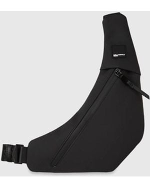 KL Jeans Coated Technical-Leather Sling Bag - Black