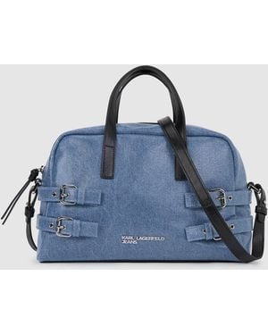 KL Jeans Denim Buckle Bowling Bag - Blue