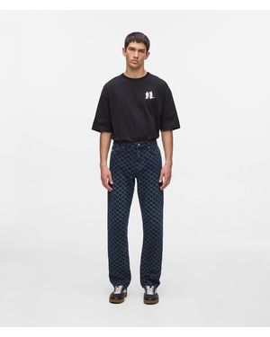 KARL LAGERFELD All-Over Monogram Jeans - Blue