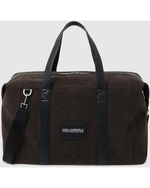 KARL LAGERFELD K/Traveller Faux Suede Weekender Bag - Black