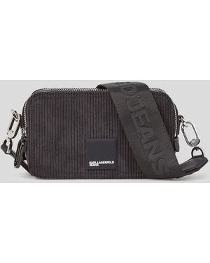 KL Jeans Sac Caméra En Velours Côtelé Avec Logo Klj Encadré - Noir