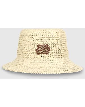 KARL LAGERFELD K/Autograph Crochet Bucket Hat - Natural