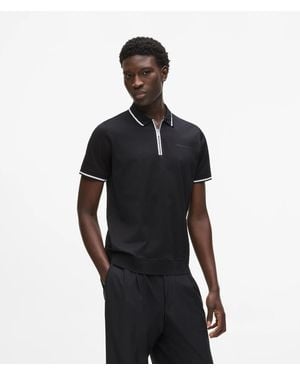 KARL LAGERFELD Contrast Piping Polo Shirt - Black