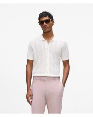 KARL LAGERFELD Short‑Sleeved Knit Shirt - White