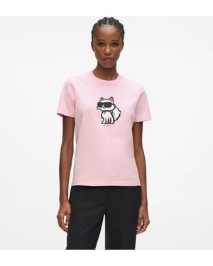 KARL LAGERFELD Ikon Choupette T-Shirt - Pink