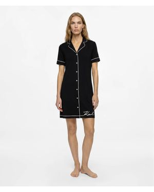 KARL LAGERFELD Signature Pyjama Shirt Dress - Black