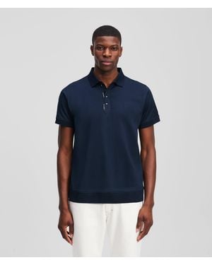 Karl Lagerfeld Press Button Polo Shirt - Blue