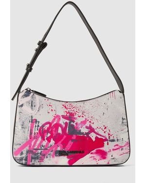 KL Jeans Graffiti Print Shoulder Bag, Multicoloured - Pink