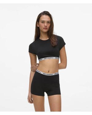 KARL LAGERFELD Logo Band Crop Top - Black