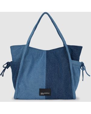 KL Jeans Cabas En Denim Bicolore, Femme, Taille - Bleu