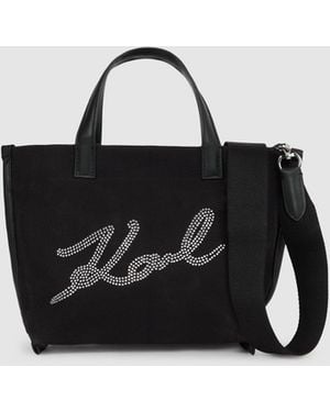 KARL LAGERFELD K/Signature Mini Rhinestone Shopper - Black
