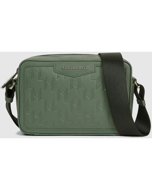 KARL LAGERFELD K/Loom Leather Camera Bag - Green