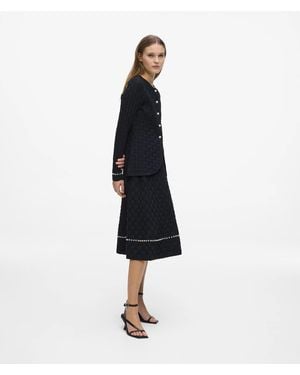 KARL LAGERFELD Faux-Pearl Detail Knit Skirt - White
