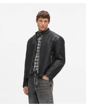 KL Jeans Karl Quote Biker Jacket - Black