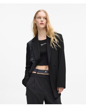 KL Jeans Denim Panel Blazer - Black