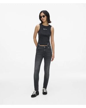 KL Jeans Cutaway Waist High-Rise Skinny Jeans - Blue