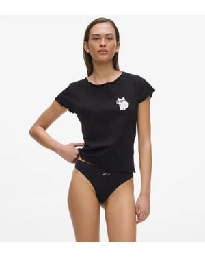 KARL LAGERFELD Ikon Choupette Pyjama T-Shirt - Black