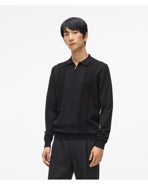 KARL LAGERFELD Zip-Up Polo Shirt - Black