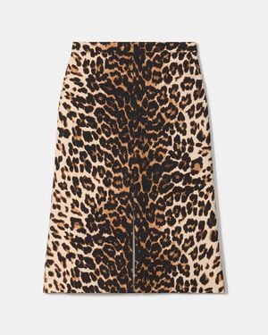 Kate Spade Leopard Midi Skirt - Brown