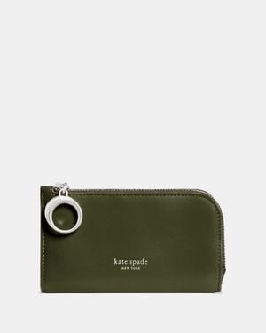 Kate Spade Halo Fine Grain Leather Small Slim Bifold Wallet - Green