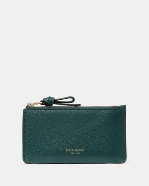 Kate Spade Loop Pebbled Leather Ew Zip Card Case - Green