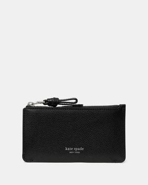 Kate Spade Loop Pebbled Leather Ew Zip Card Case - Black