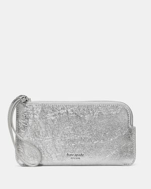 Kate Spade Zippy Crinkle Metallic Wristlet - Grey