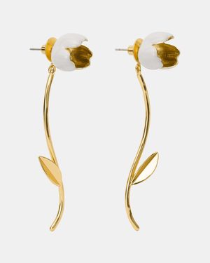 Kate Spade Golden Bloom Floral Statement Earrings - White