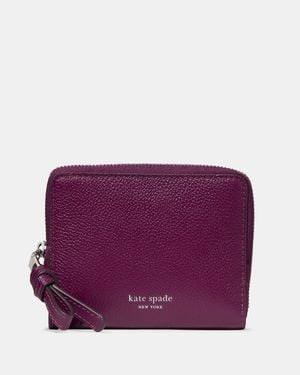 Kate Spade Loop Pebbled Leather Small Zip Around Wallet - Purple