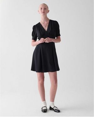 Kate Spade Fluid Puff Sleeve Mini Dress - Black