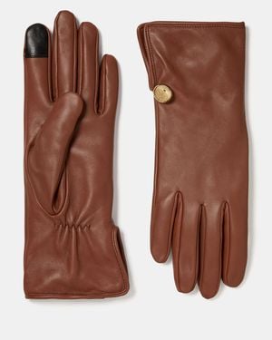 Kate Spade Spade Flower Leather Gloves - Brown