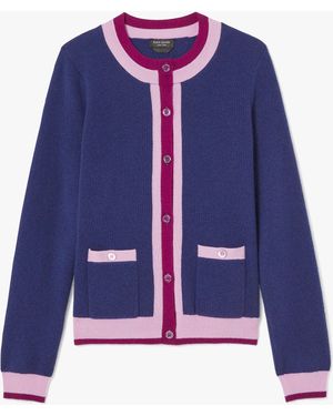 Kate Spade Colorblock Cashmere Cardigan - Blue