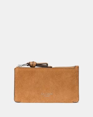 Kate Spade Kate Spade Loop Suede Zip Card Case - Brown