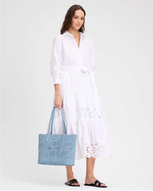 Kate Spade Daisy Eyelet Long Sleeve Shirt Dress - White
