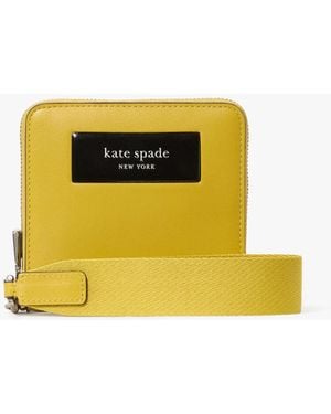 Kate Spade Label Small Compact Webbed Wristlet - Yellow