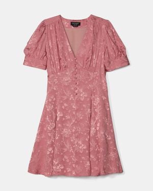 Kate Spade Fluid Jacquard Puff Sleeve Mini Dress - Pink