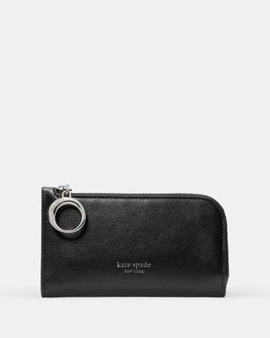 Kate Spade Halo Fine Grain Leather Small Slim Bifold Wallet Wallet Handbags - Black