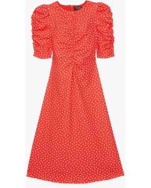 Kate Spade Spring Time Dot Ruched Dress - Red