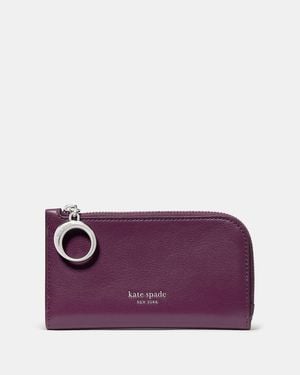 Kate Spade Halo Fine Grain Leather Small Slim Bifold Wallet - Purple