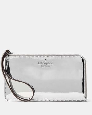 Kate Spade Kate Spade Lucy Mirror Metallic Medium L-Zip Wristlet - White