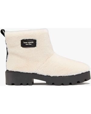 Kate Spade Puffed Faux Fur Pull-On Booties - White