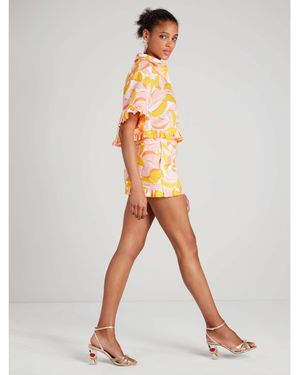 Kate Spade Shorts Mit Rüschen Und Pfirsich-Print - Grau