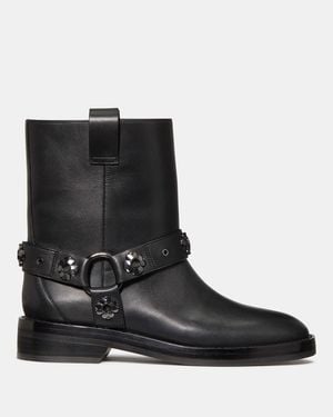 Kate Spade Kate Spade Spade Flower Bikerstiefel Aus Glattem Leder Mit Nieten Für Frauen - Schwarz