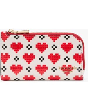 Kate Spade Devin Klapp-Portemonnaie Mit Pixel-Herzen, Schmal, Klein - Rot