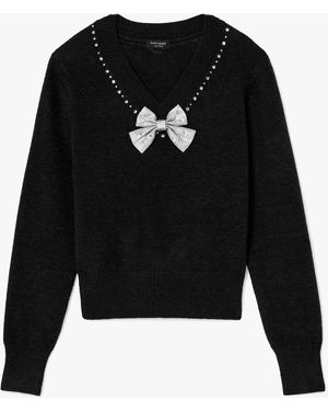 Kate Spade Embellished V-Neck Jumper - Black