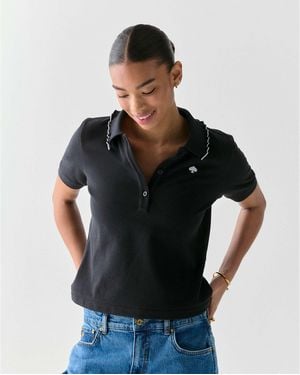 Kate Spade Ruffle Logo Polo Shirt - Black
