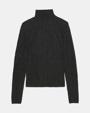 Kate Spade Lace Knit Turtleneck Top - Black