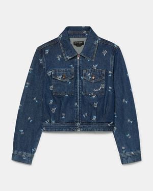 Kate Spade Vibrant Buds Embroidered Denim Jacket - Blue